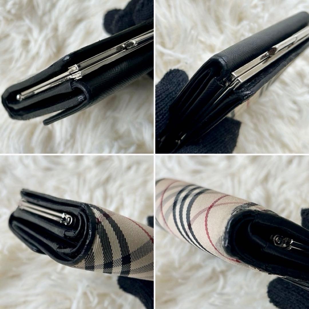 箱付き Burberry バーバリー 二つ折り財布 ノバチェック レザー 小型