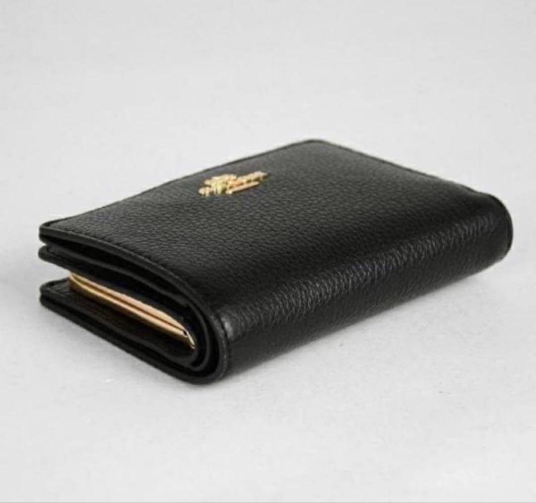 coachコーチキスロックレザーがま口財布、ブラック