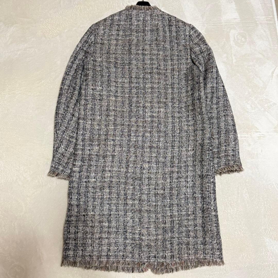 極美品 Theory ビヴァリーミックスツイード ノーカラーコート