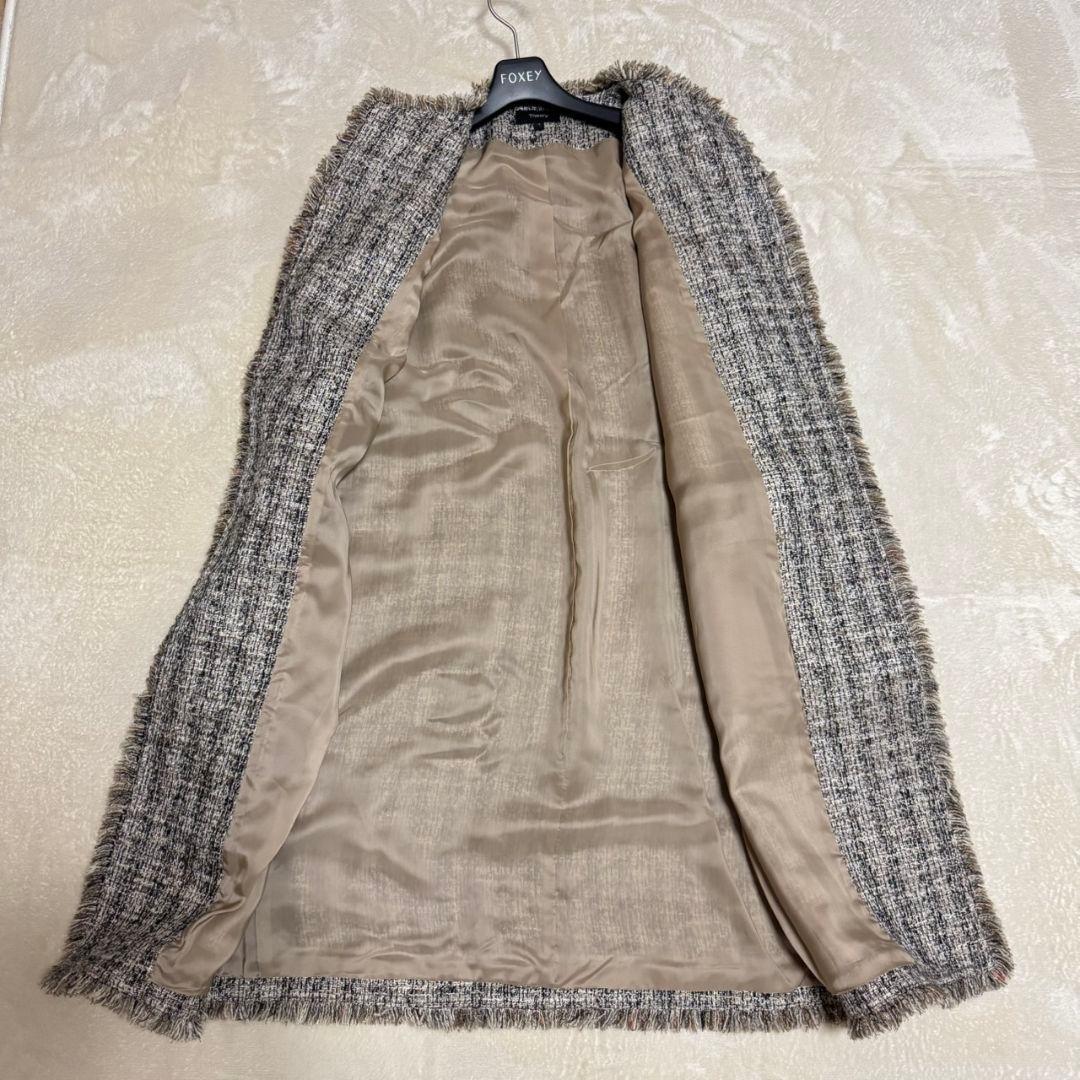極美品 Theory ビヴァリーミックスツイード ノーカラーコート