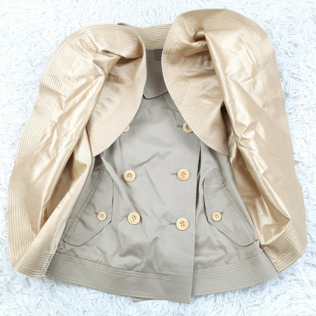 美品◎sacai ショートトレンチコート ベージュ シルク ケープデザイン 希少