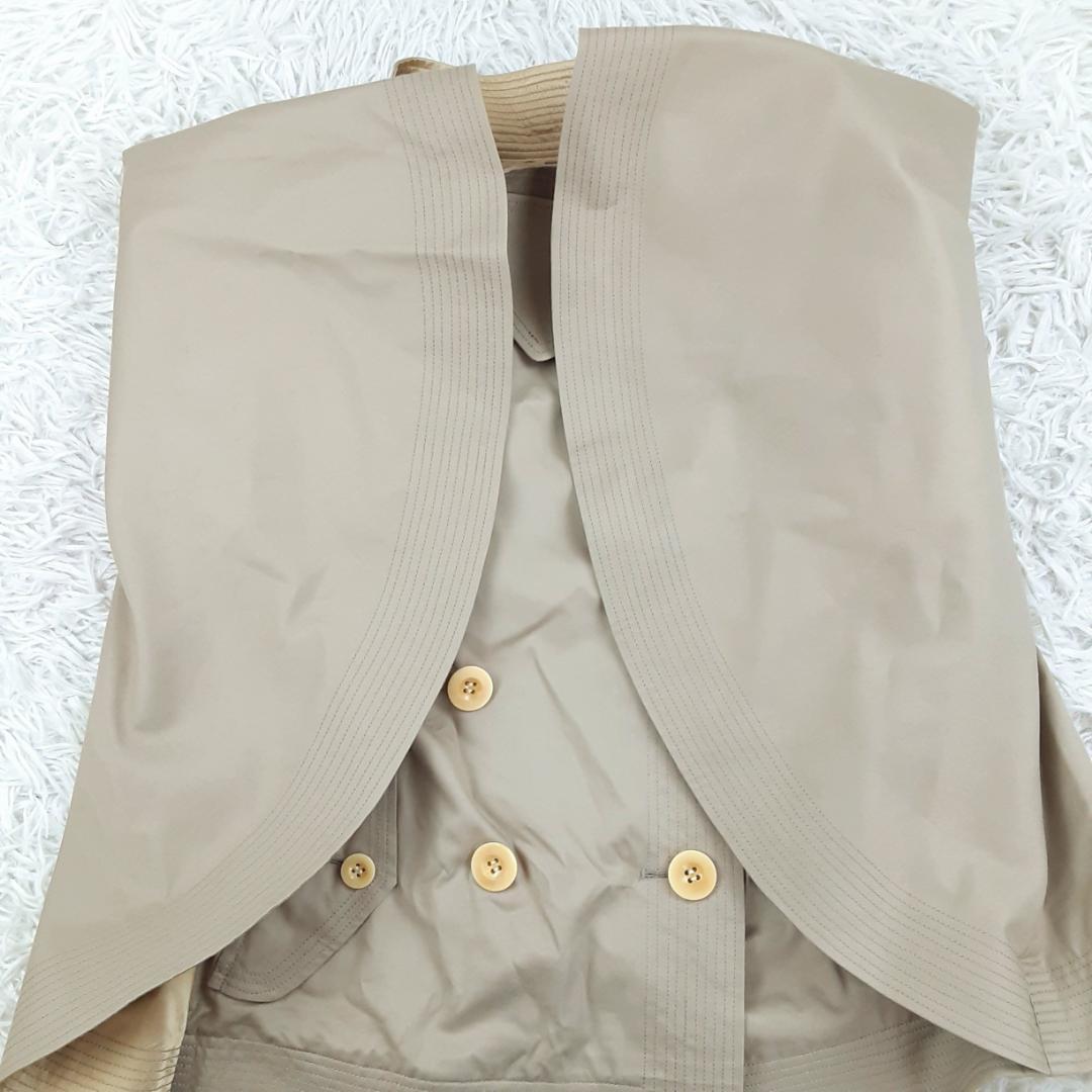 美品◎sacai ショートトレンチコート ベージュ シルク ケープデザイン 希少