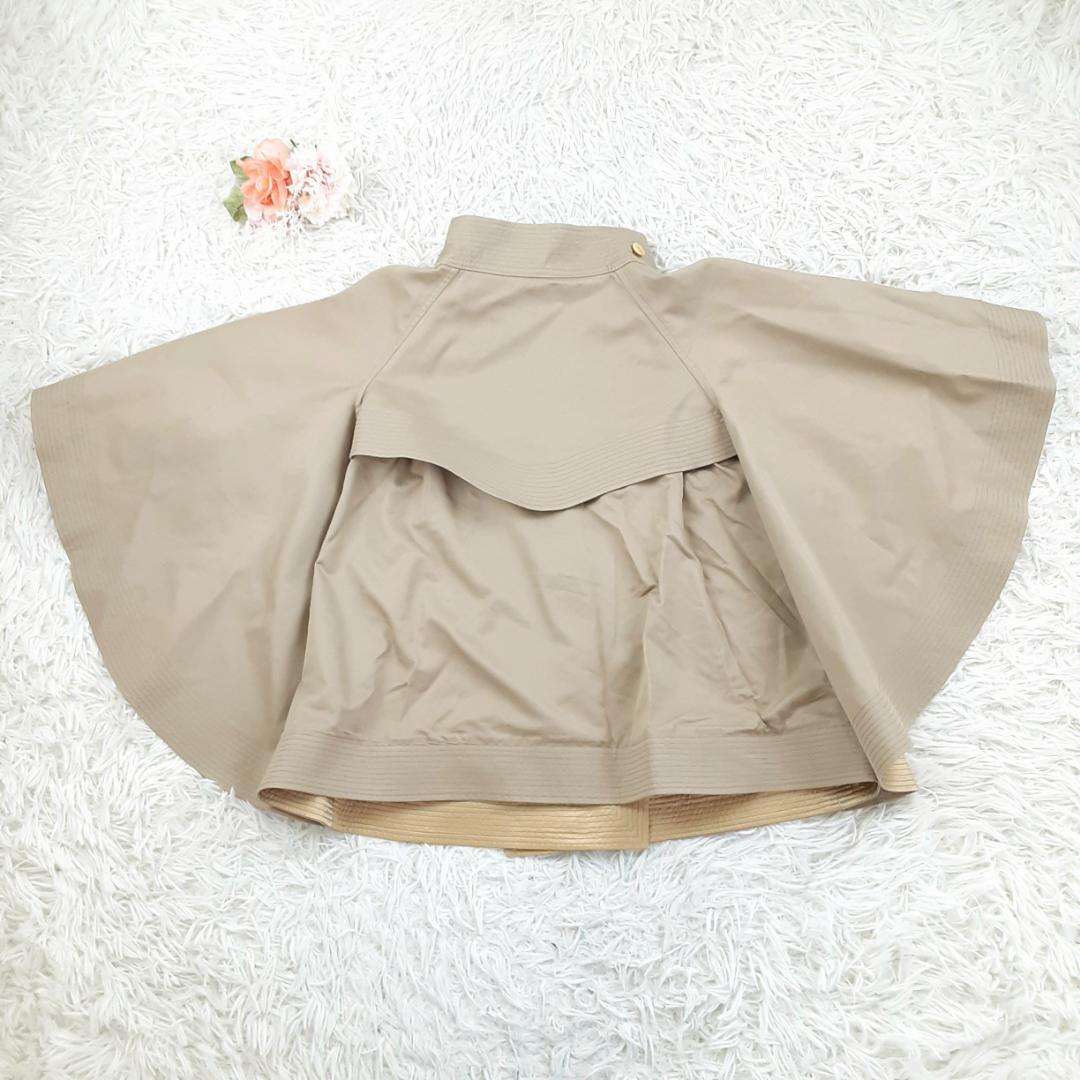 美品◎sacai ショートトレンチコート ベージュ シルク ケープデザイン 希少