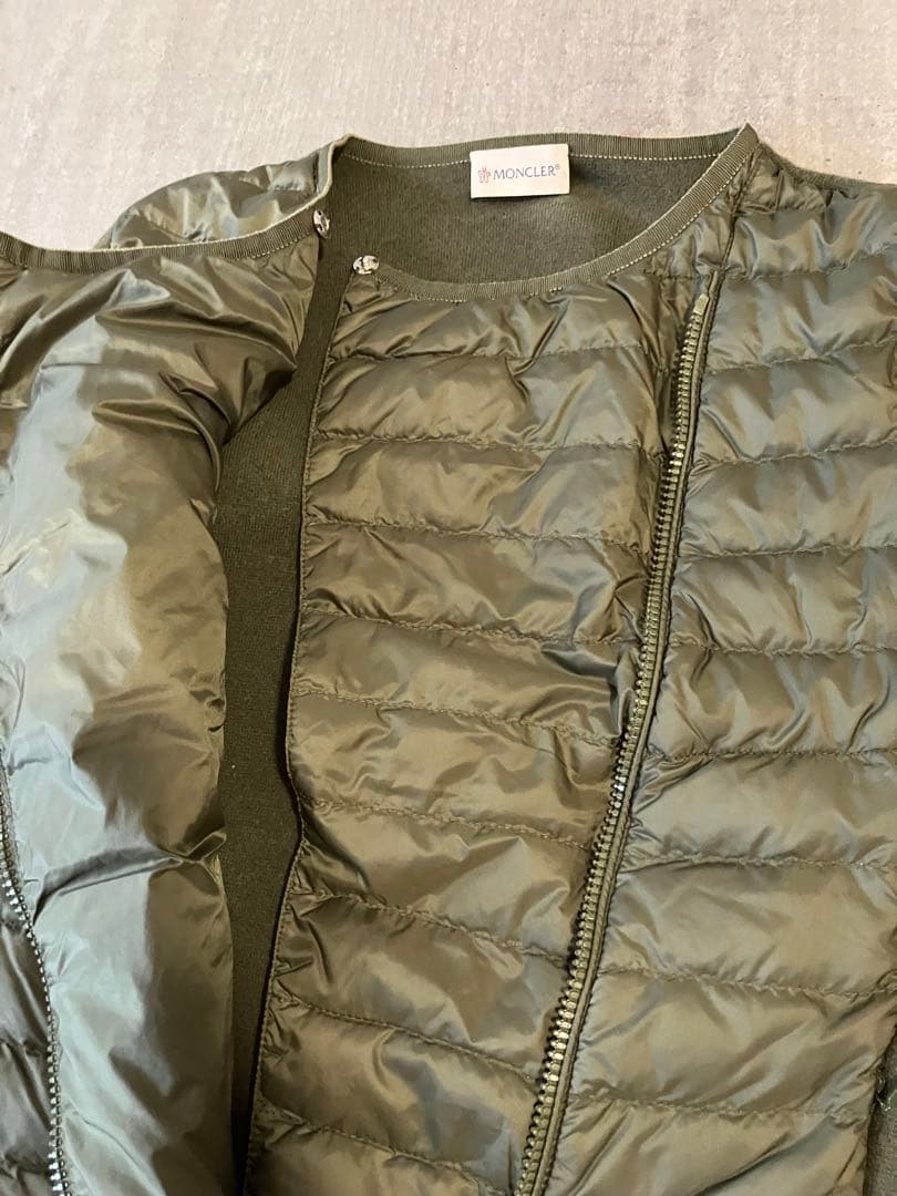Moncler モンクレール　ニットとダウンのコンビカーディガン　カーキ