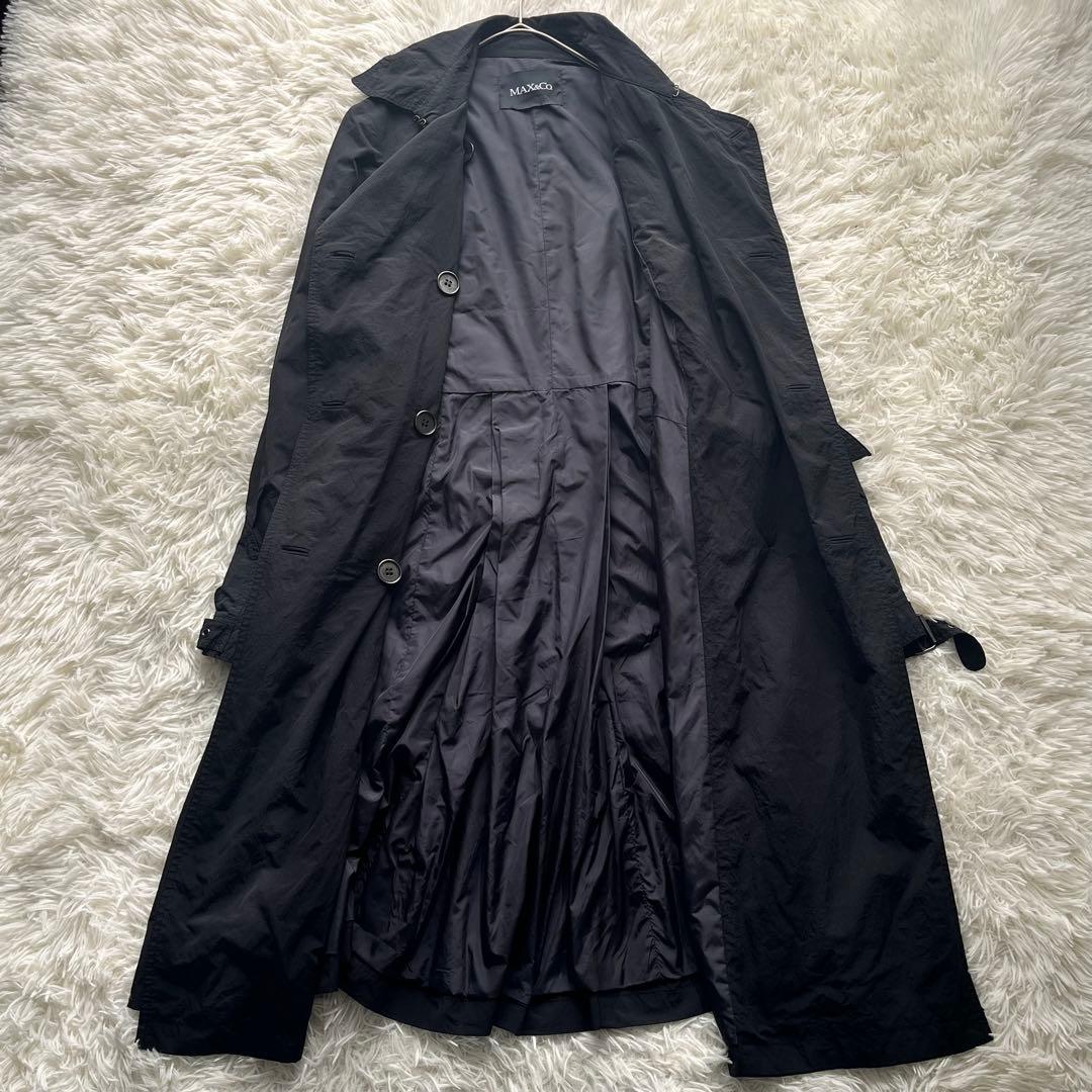 【美品】マックスマーラ ロングトレンチコート ベルト付き 黒 38