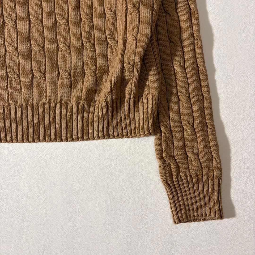 未使用級 ポロラルフローレン 現行 コットン ケーブルニット ポロ刺繍 XL