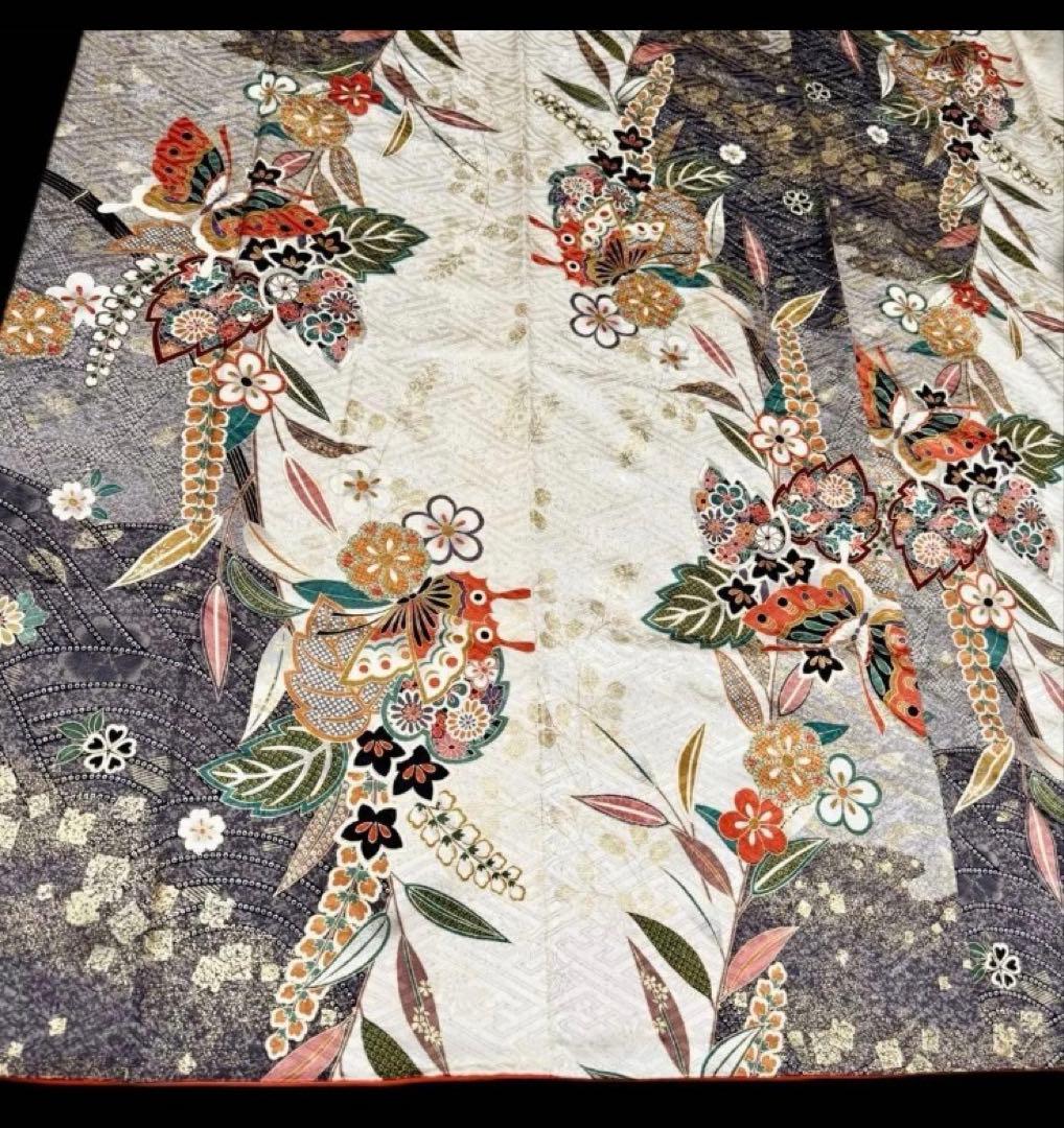 美品　正絹 振袖 フルセット オフホワイト