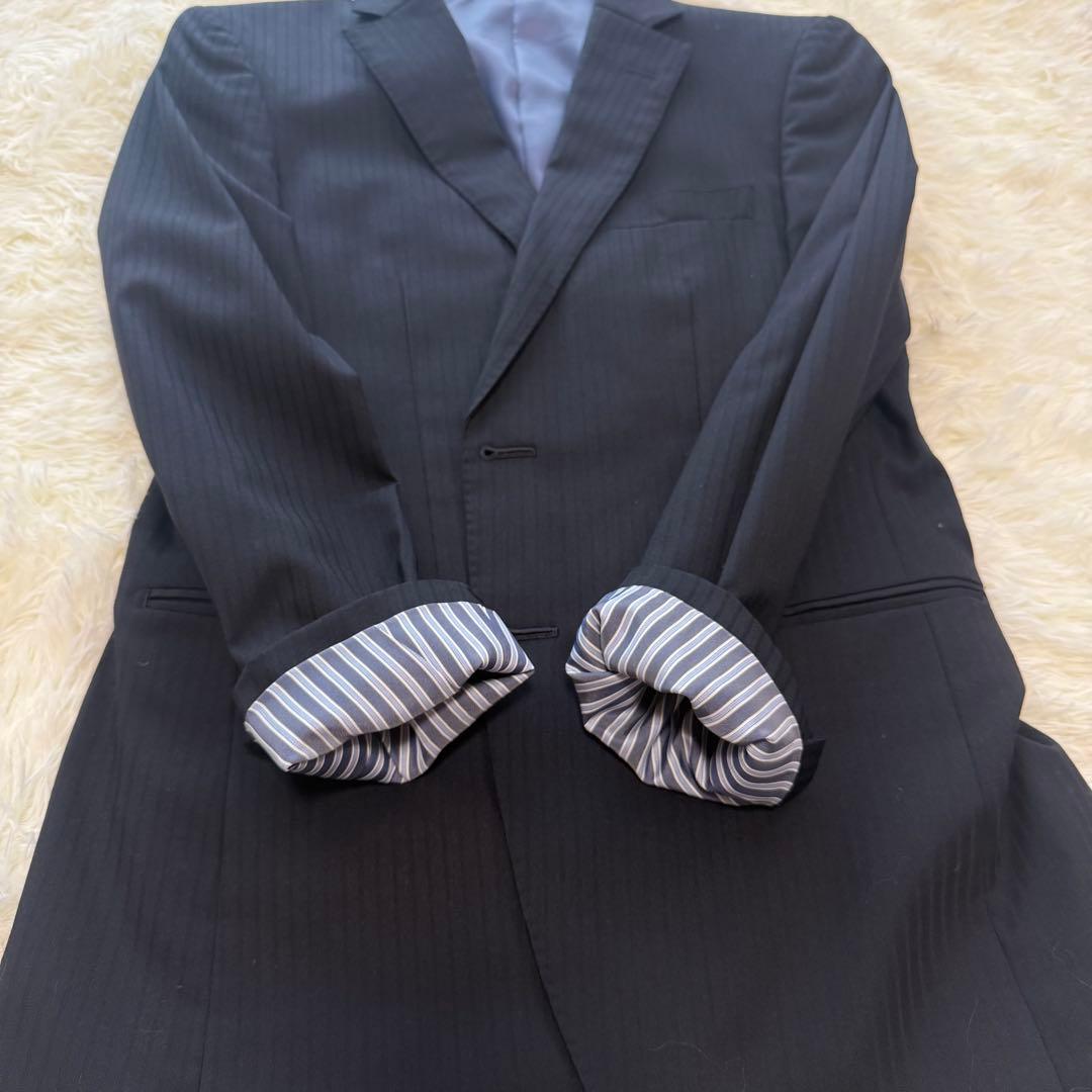 Polo 美品 ネイビー メンズスーツパンツセット ストライプ 92A5
