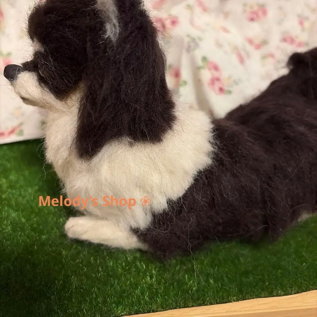 羊毛フェルト　チワワ　ブラックタン　伏せポーズ❀︎
