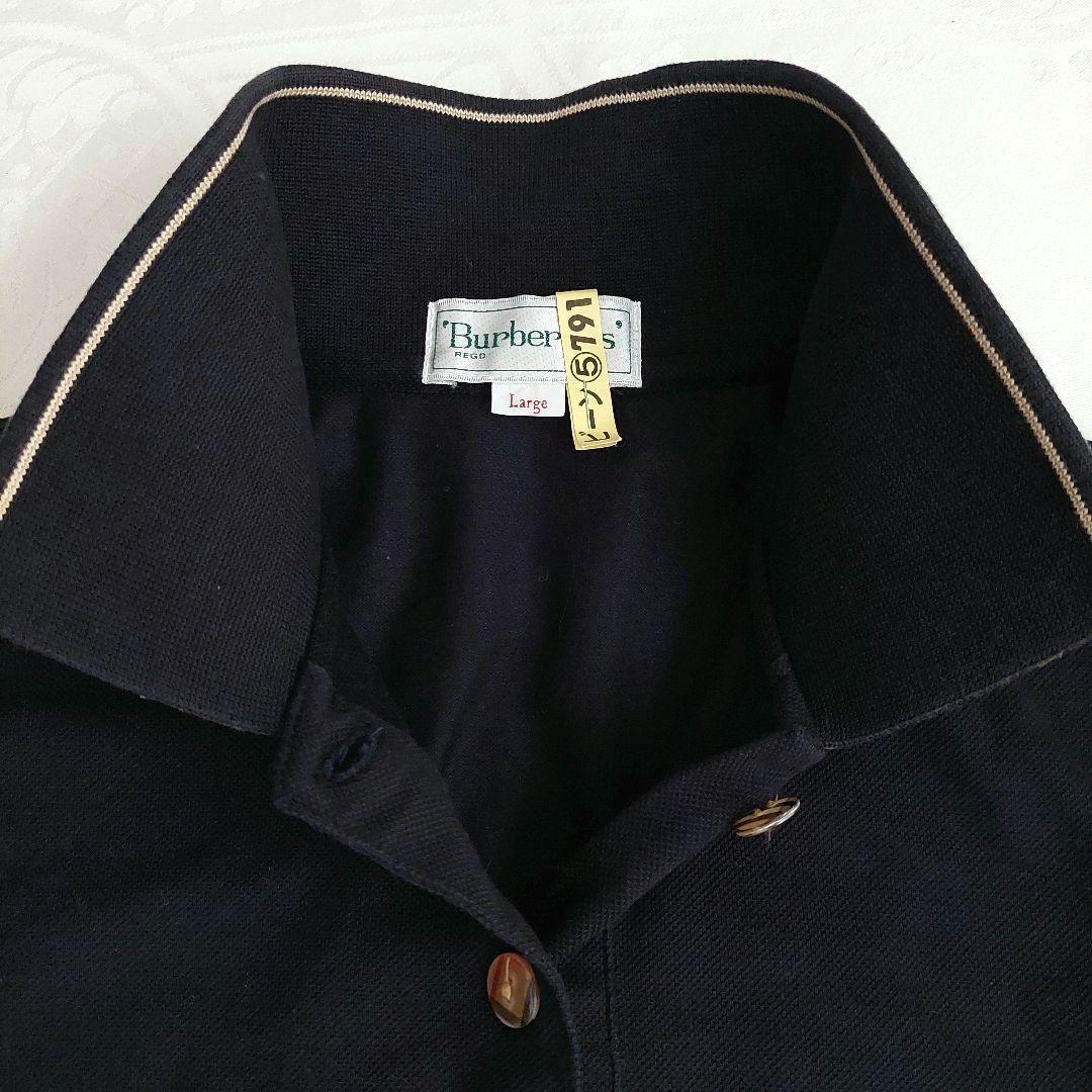 バーバリー/BURBERRY ポロシャツ 長袖 黒　L　クリーニング済み