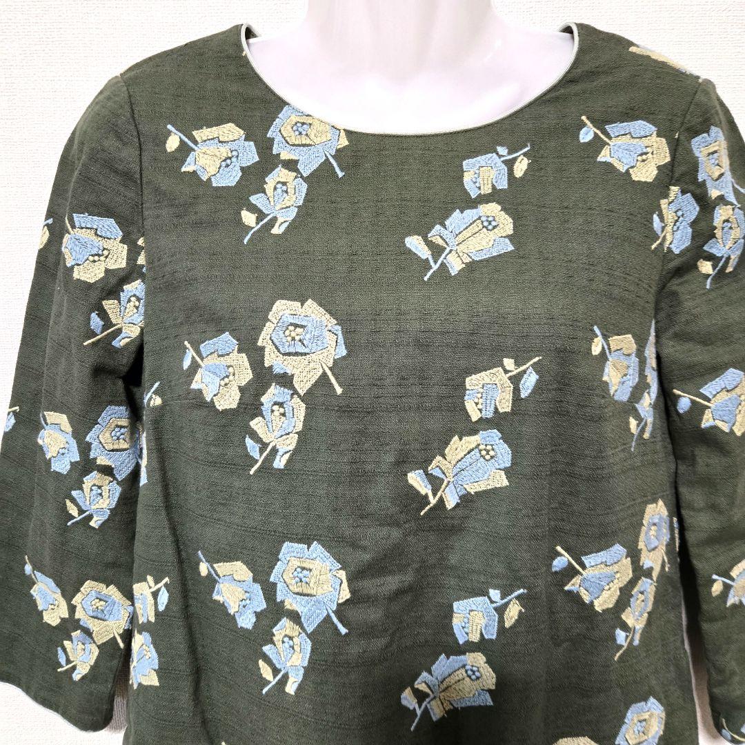 Sally Scott 薔薇 刺繍 ワンピース blockRoseコットン100