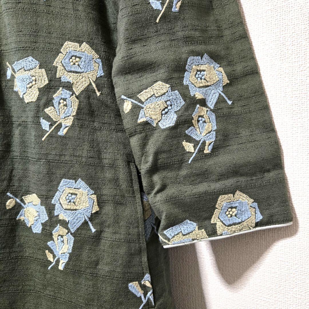Sally Scott 薔薇 刺繍 ワンピース blockRoseコットン100