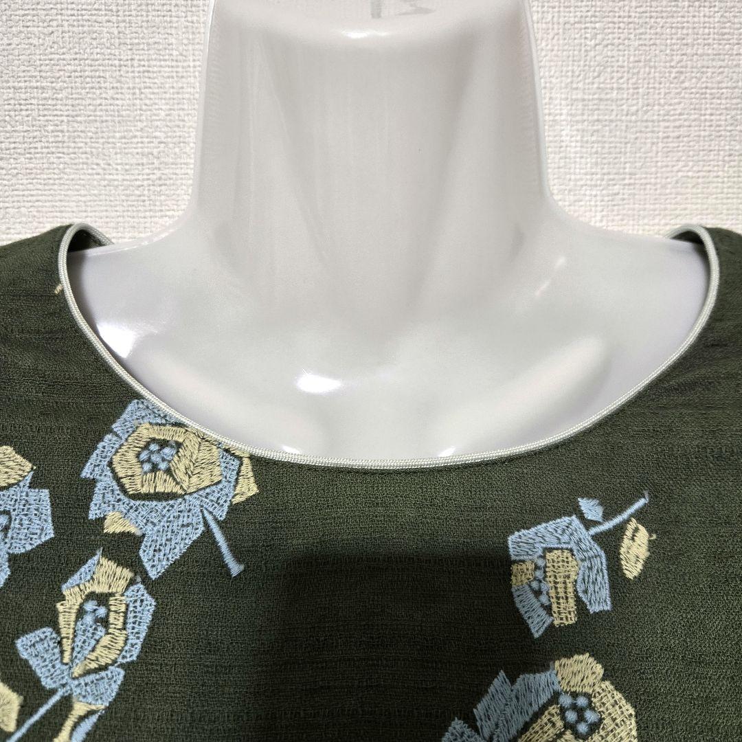 Sally Scott 薔薇 刺繍 ワンピース blockRoseコットン100