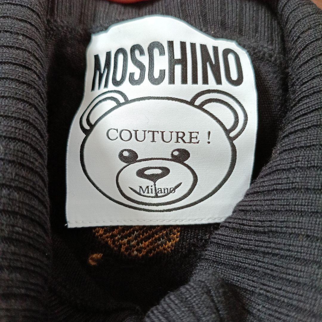 美品✨モスキーノ　くま 総柄　タートルネックチュニックワンピース　COUTURE
