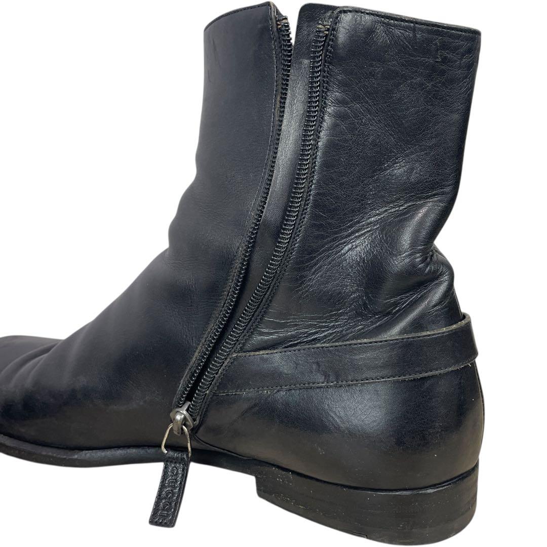 美品　GUCCI サイドジップブーツ　約25cmホースビット　レザー　ブラック
