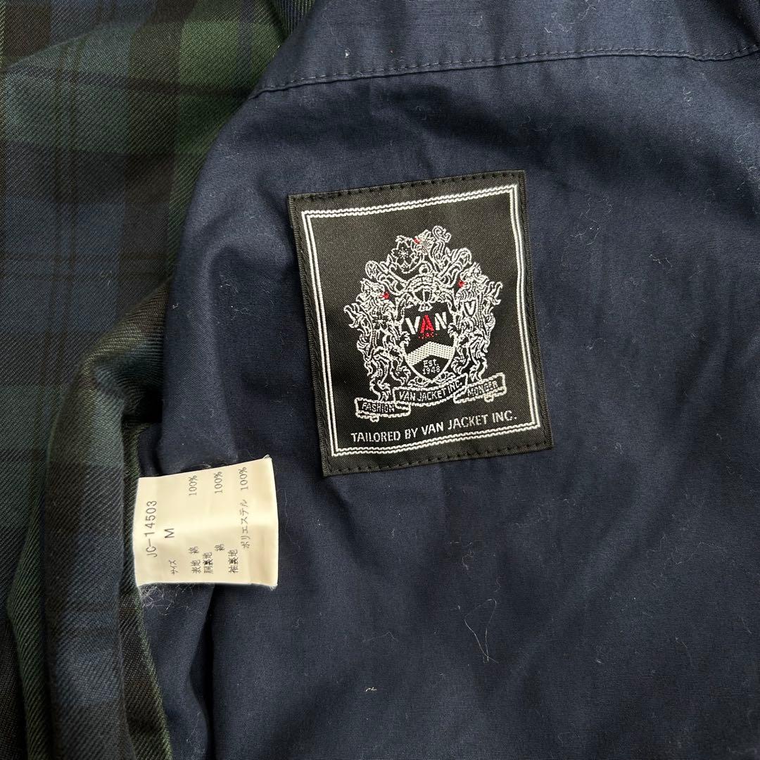 美品✨　VAN Jacket ハリントンジャケット　チェック柄　ネイビー　M