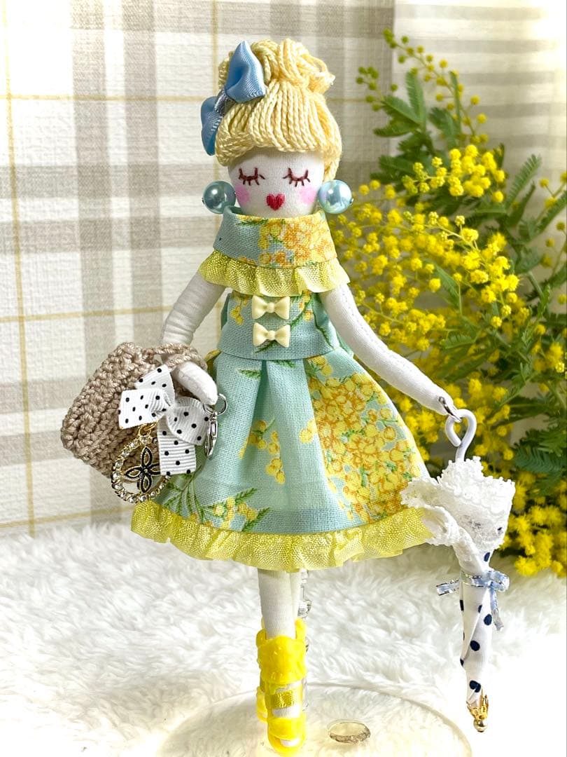 リントンツイード❤️ピンクサテンスカート❤️ハンドメイド♡ドールチャーム