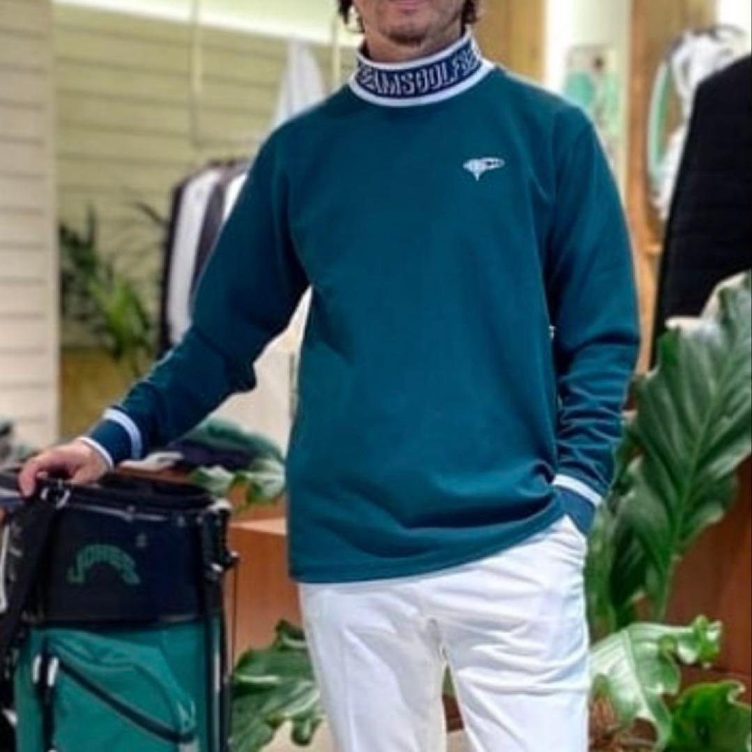 完売品✨BEAMS GOLF リブロゴ ツイルジャージ モックネックシャツ