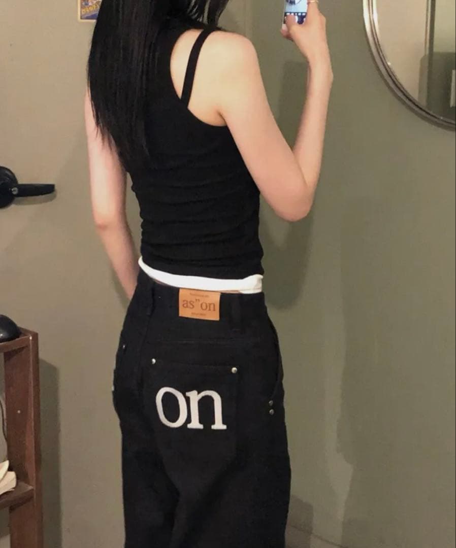 asonアズオン SMOG WIDE PANTS パンツ 黒 デニム ASON