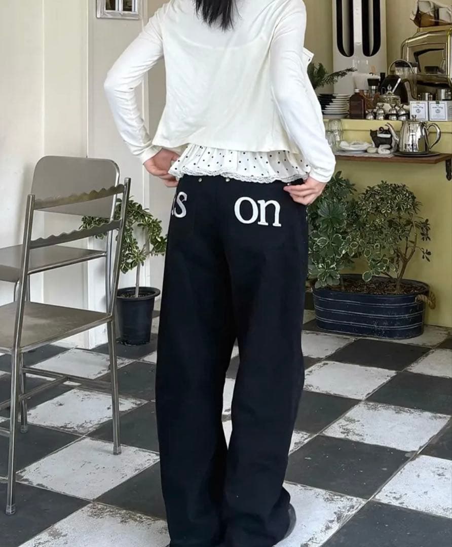 asonアズオン SMOG WIDE PANTS パンツ 黒 デニム ASON