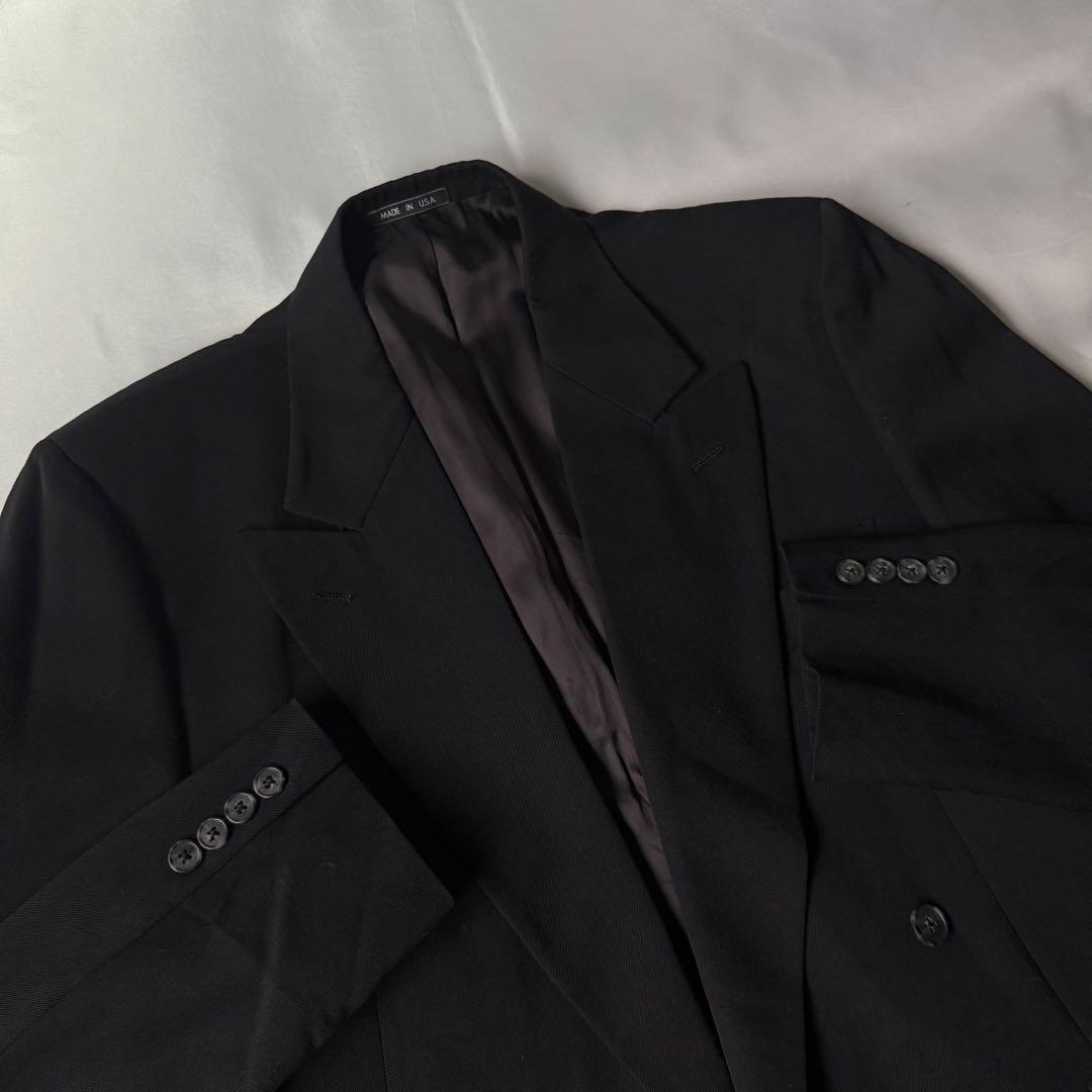 希少 80s NORDSTROM USA製 ブラック ダブルテーラードジャケット