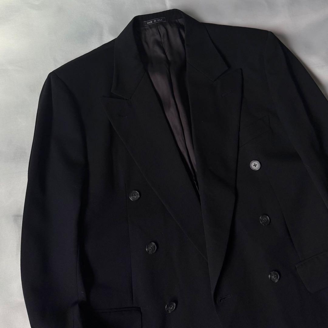 希少 80s NORDSTROM USA製 ブラック ダブルテーラードジャケット