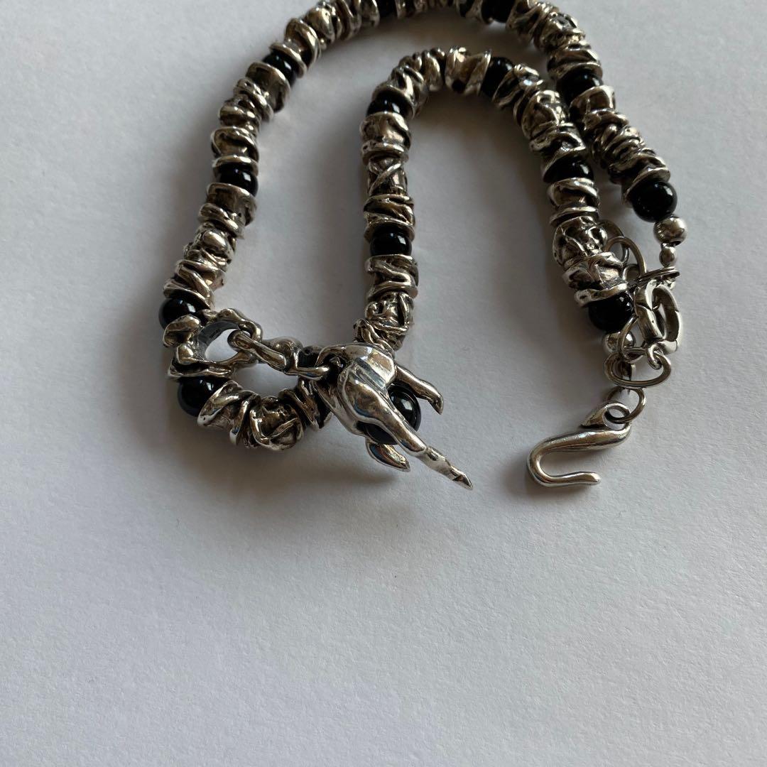 ノーブランド 925製 オニキス シルバーネックレス silver
