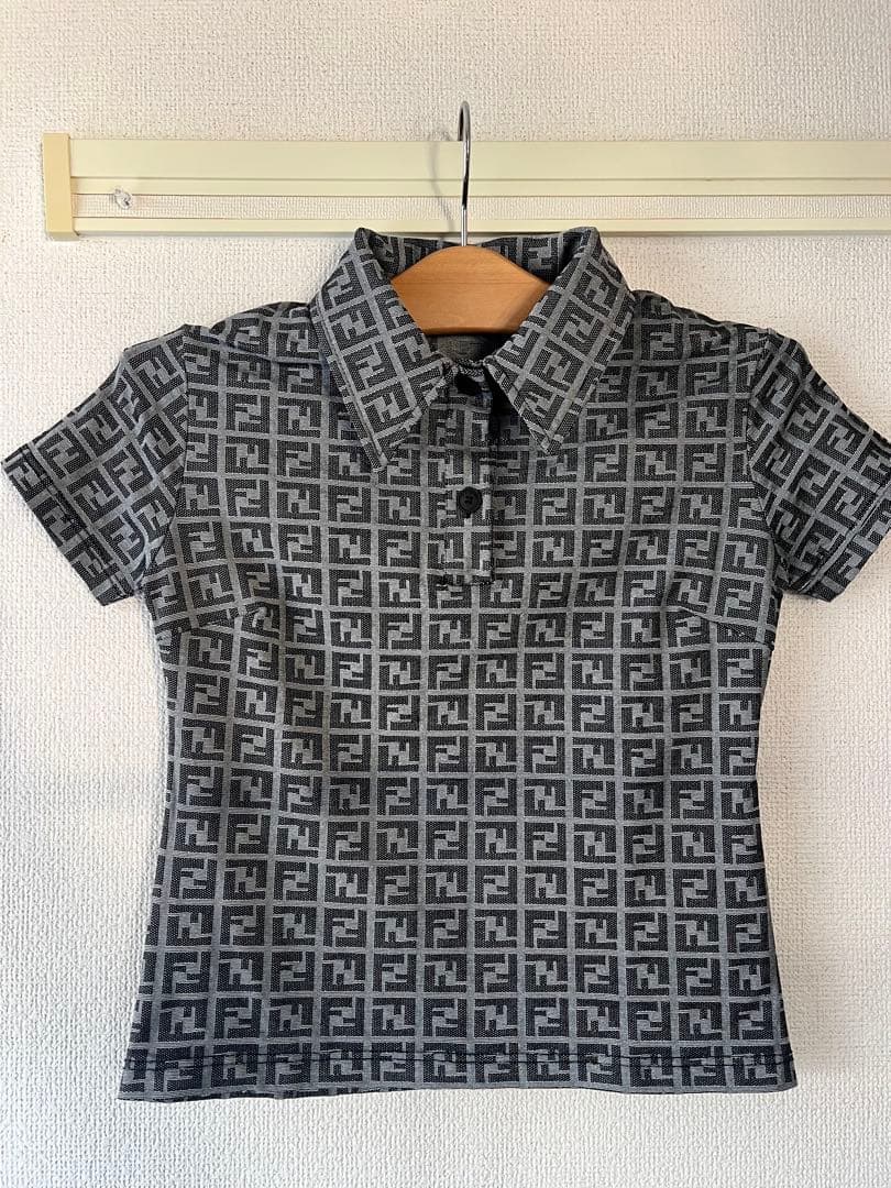 Vintage FENDI フェンディ クロップド 半袖ポロシャツ レディース