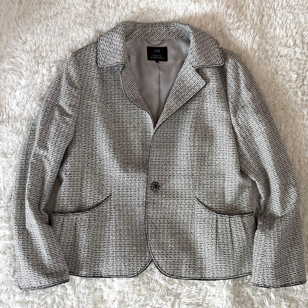 【美品】 23区 ジャケット セレモニー ツイード ビジュー 大きいサイズ ラメ