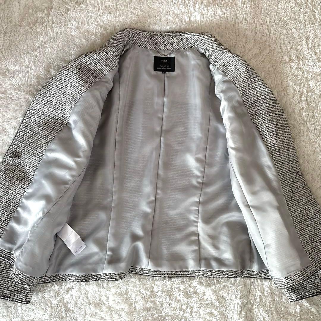 【美品】 23区 ジャケット セレモニー ツイード ビジュー 大きいサイズ ラメ