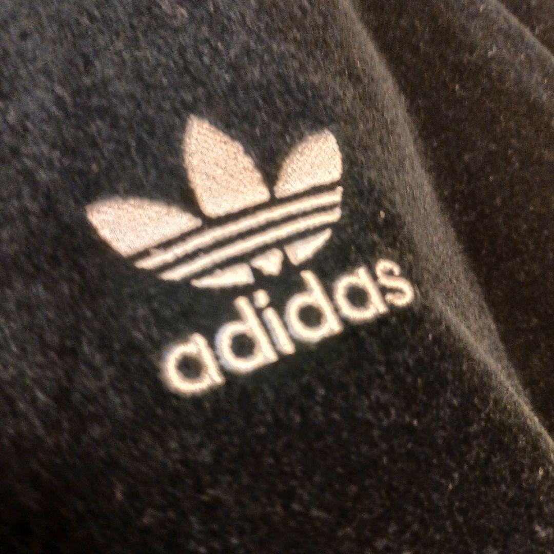 adidas トラックジャケット裏地有り ベロア ブラック × ホワイト