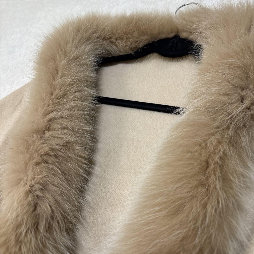 【美品】ポンチョ ストール カシミヤ フォックスファー ベージュ クレージュ