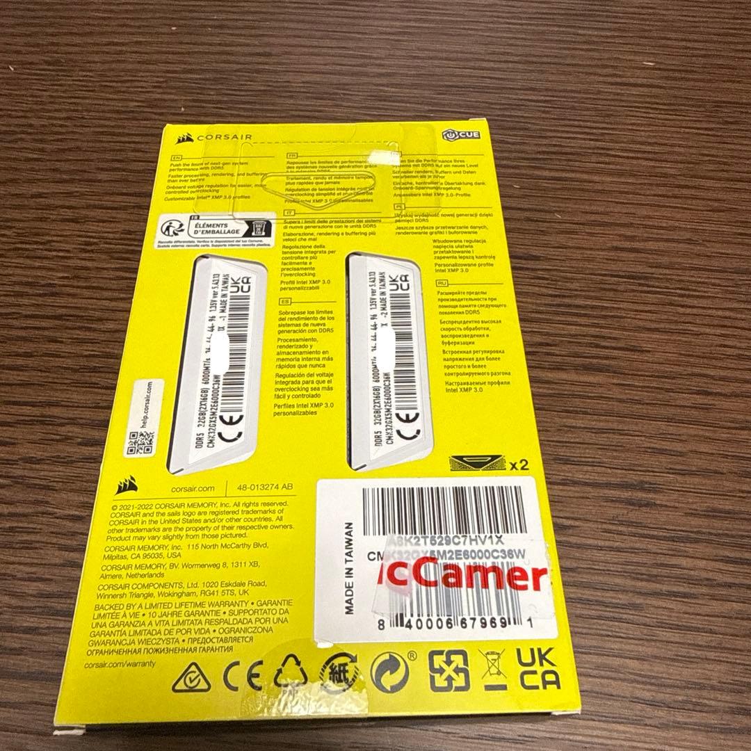 新品保証有CORSAIR DDR5 32GB 6000MHz 16GB×2枚