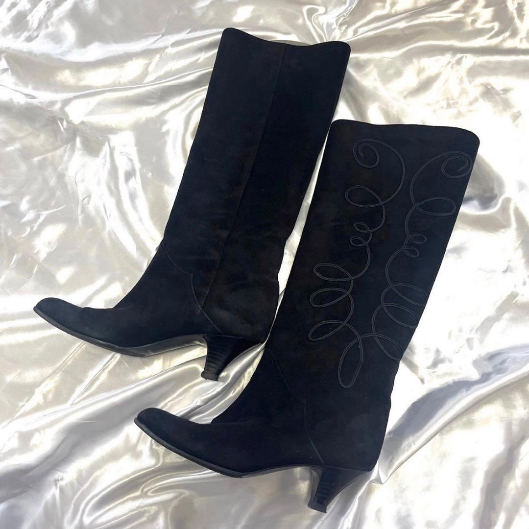 【極美品】 YSL イブサンローラン　スエード　ロングブーツ 黒 22cm 35