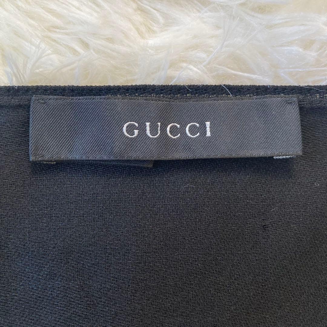 【美品】GUCCI グッチ GG柄 ショール ストール シルク ブラック