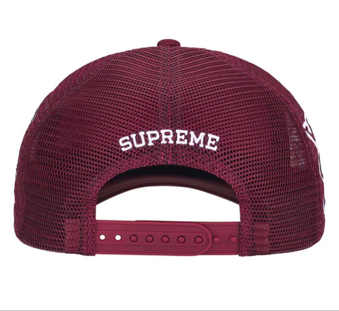 ひ*も様 Supreme バーガンディ メッシュキャップ