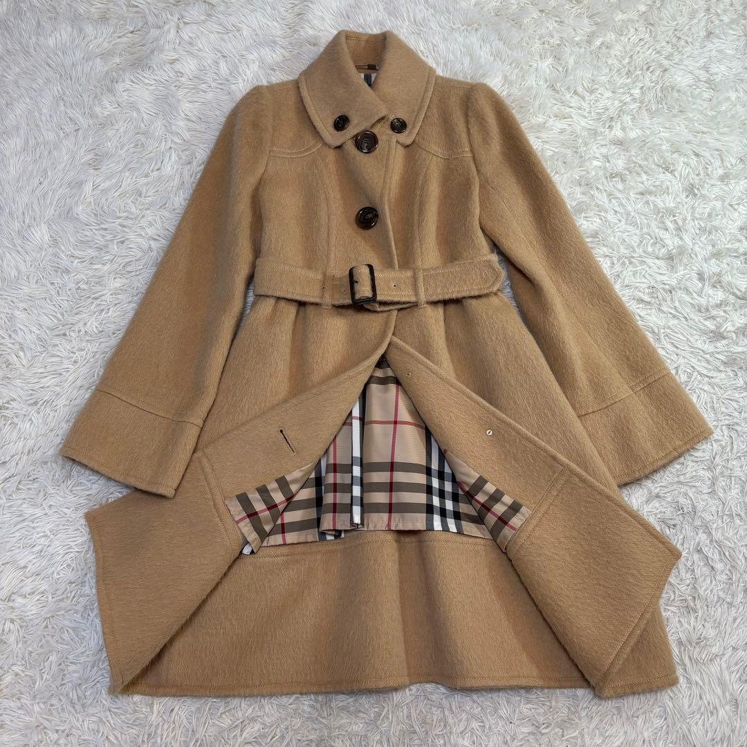 YUNA様バーバリー アルパカ ショールカラー コート ノバチェック 38