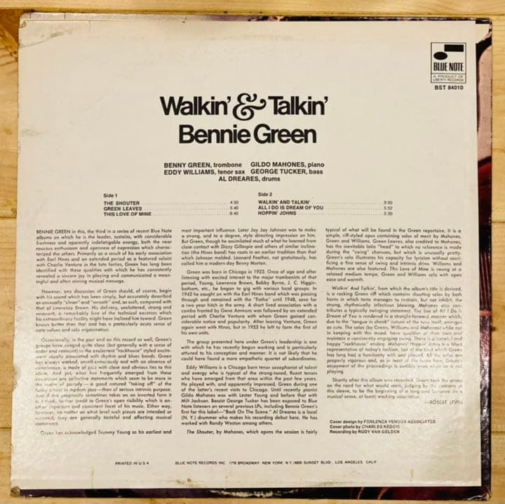 Bennie Green Walkin' And Talkin レコード LP