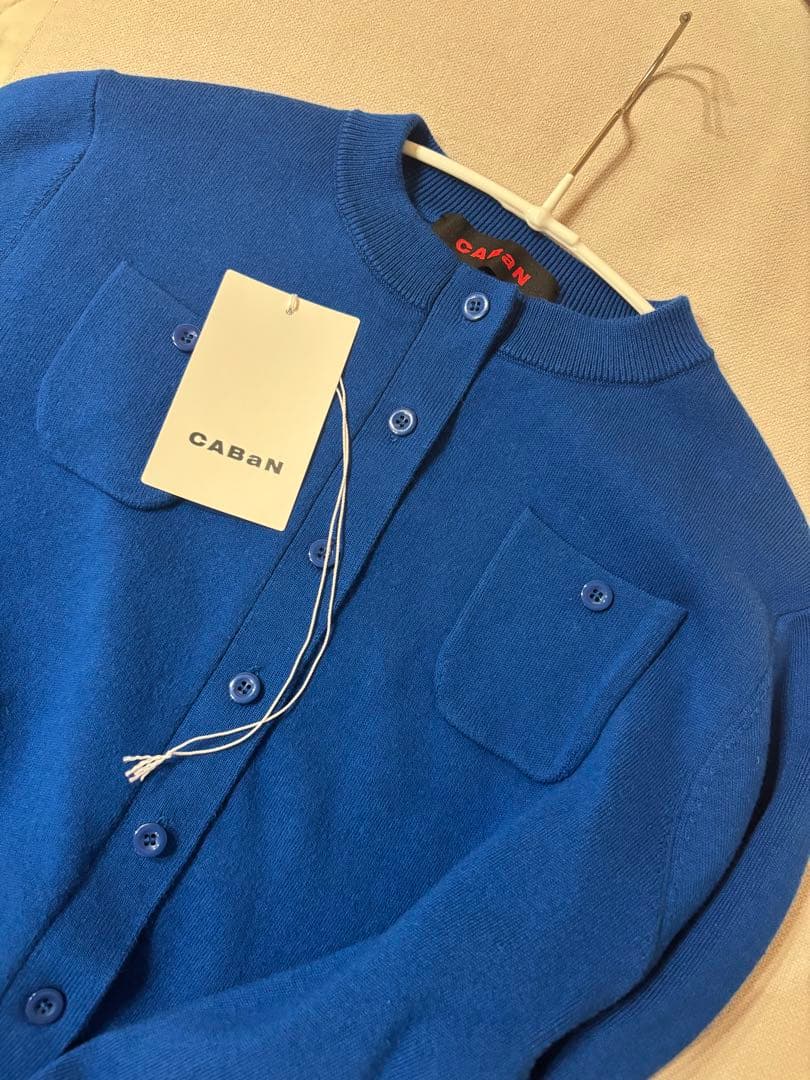 CABaN コットンカシミヤ クルーネックカーディガン　ブルー