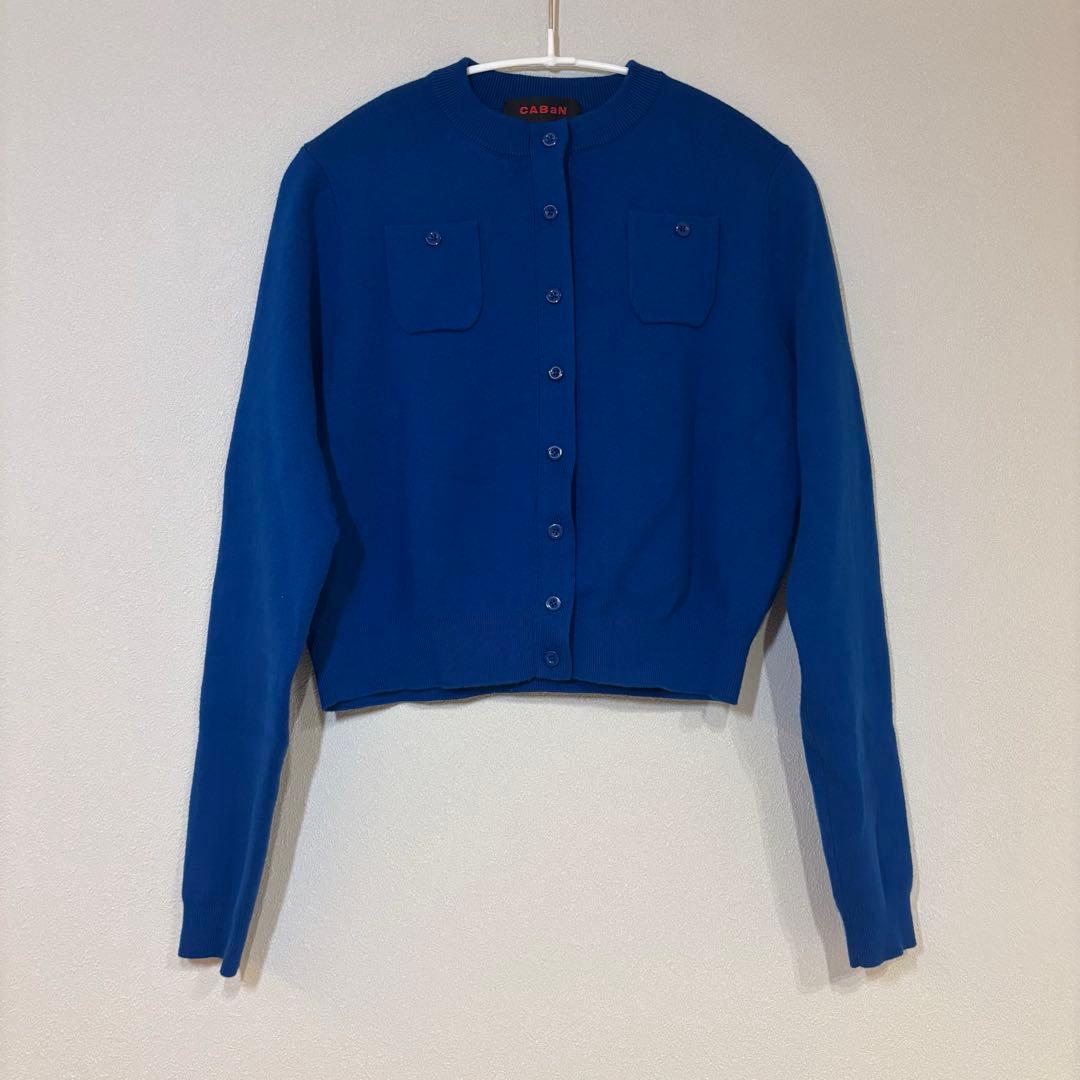 CABaN コットンカシミヤ クルーネックカーディガン　ブルー