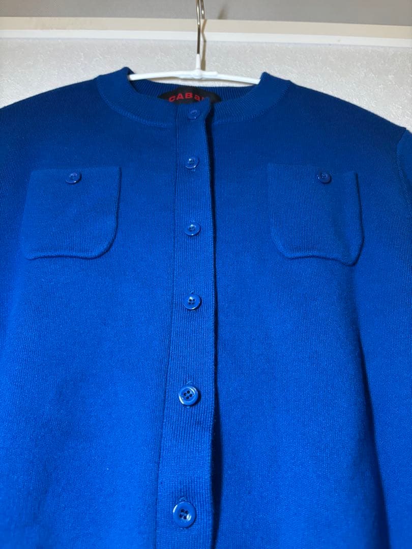 CABaN コットンカシミヤ クルーネックカーディガン　ブルー