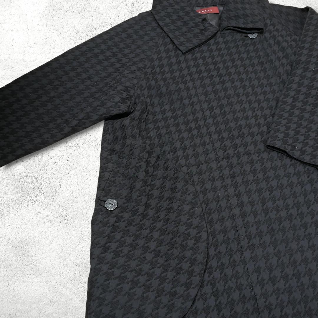 美品【akane】あむう ロングコート M～L 千鳥格子 ウール混 Aライン