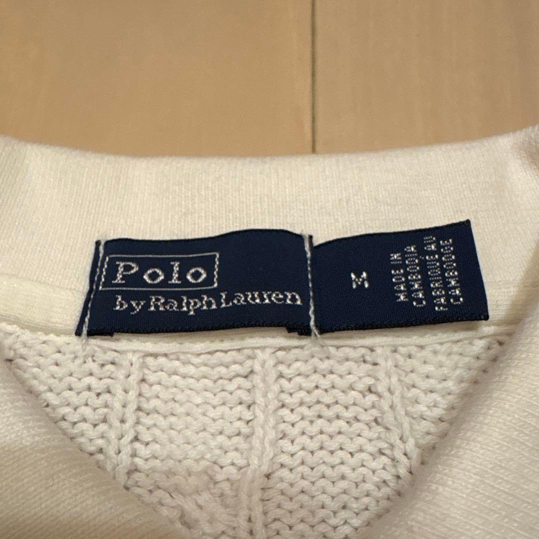 ポロラルフローレン 半袖 ポロシャツ ケーブルニットポニー刺繍 M