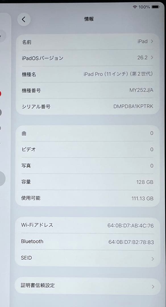 iPad Pro 11インチ　第2世代　シルバー　128GB 超美品　#4