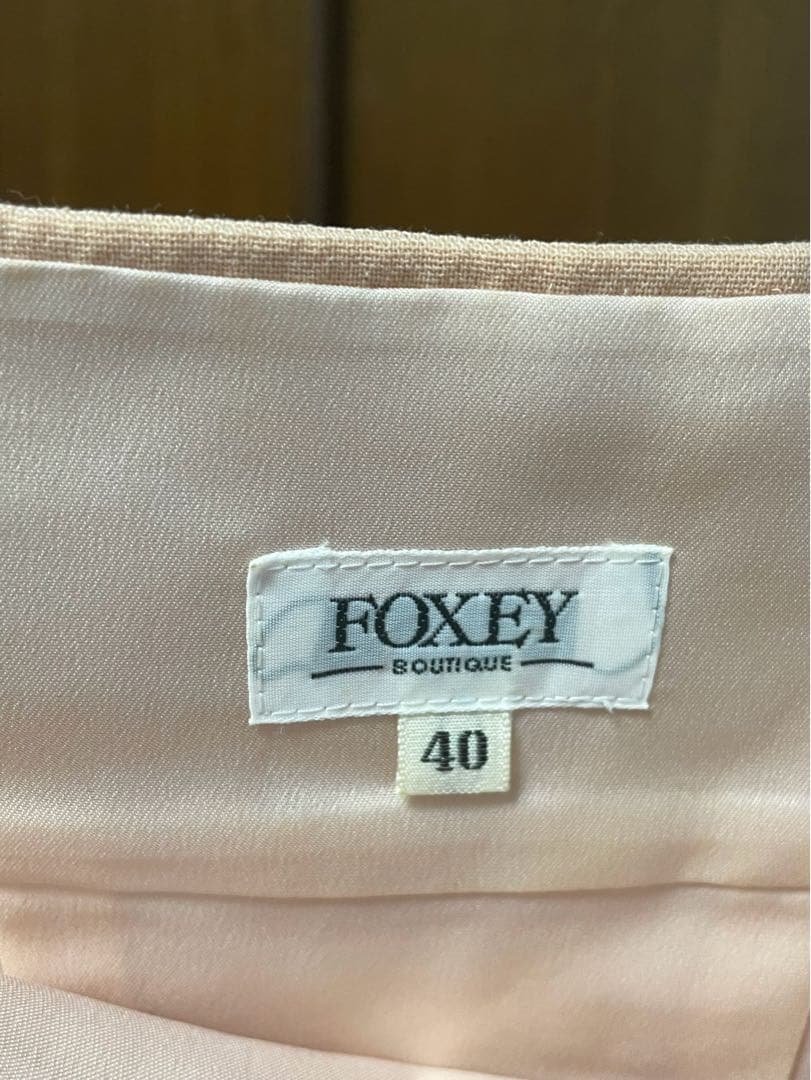 美品　フォクシー　FOXEY　ワンピース　ピンク　ベージュ　ひざ丈　ノースリーブ