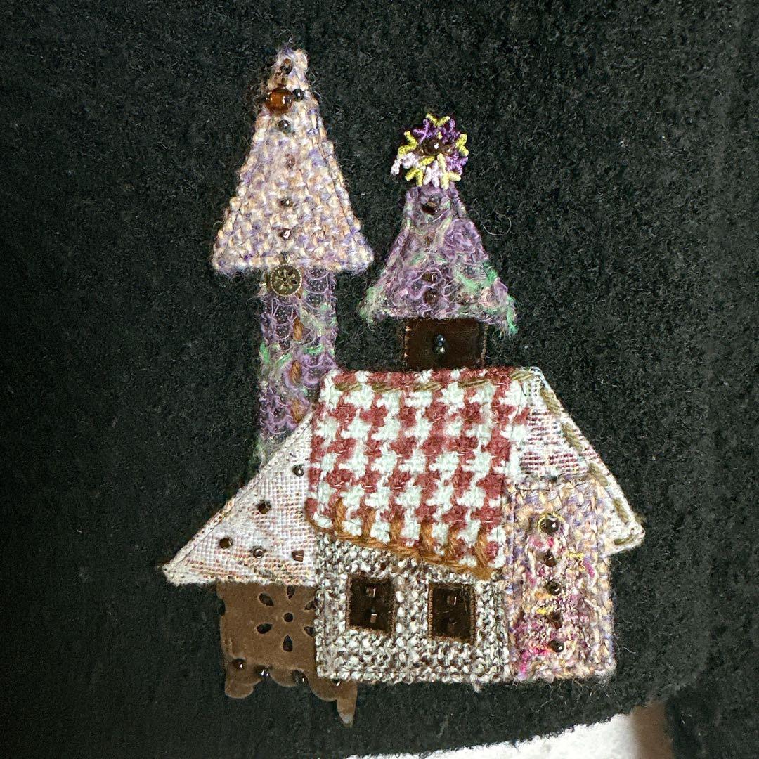 ノンノンドール 刺繍ビーズ ショートジャケット 2way襟レース 38 ブラック