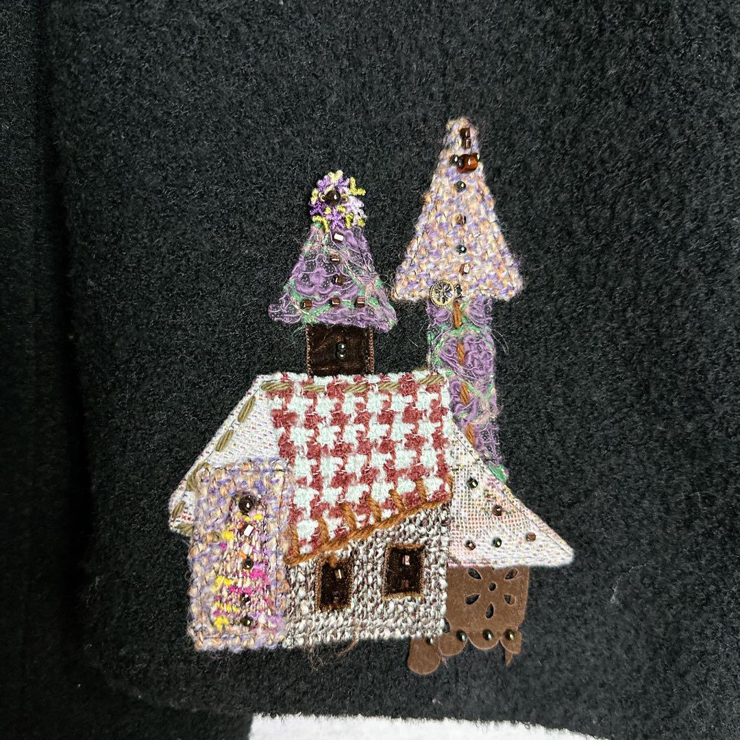 ノンノンドール 刺繍ビーズ ショートジャケット 2way襟レース 38 ブラック