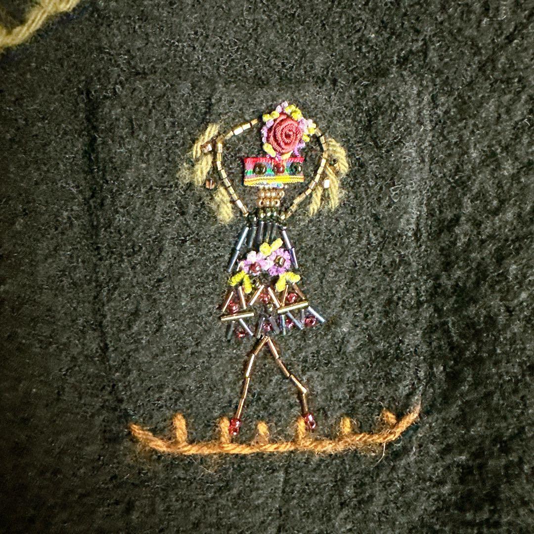 ノンノンドール 刺繍ビーズ ショートジャケット 2way襟レース 38 ブラック