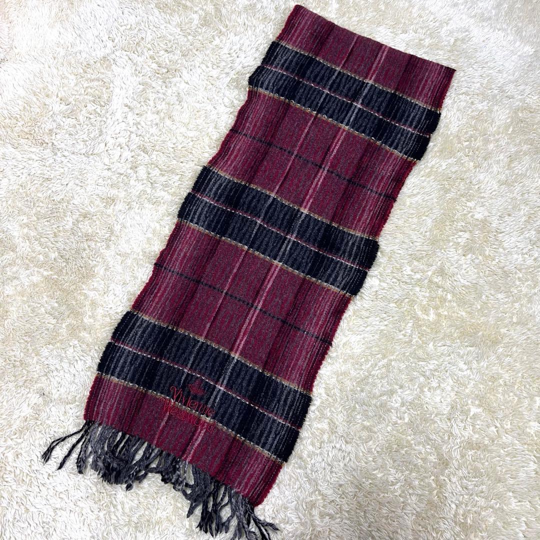 希少 Vivienne Westwood チェック柄 マフラー　ウール オーブ