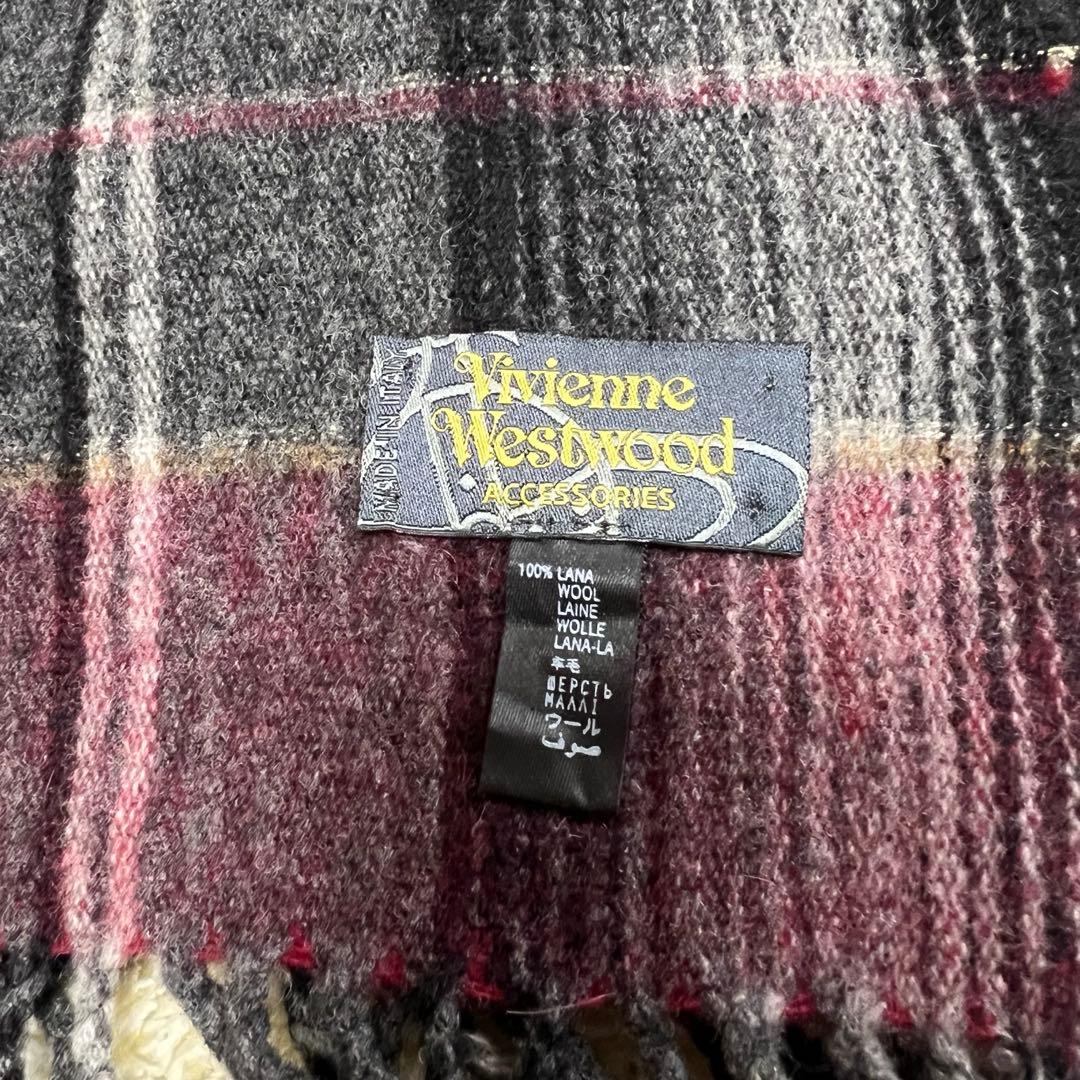 希少 Vivienne Westwood チェック柄 マフラー　ウール オーブ